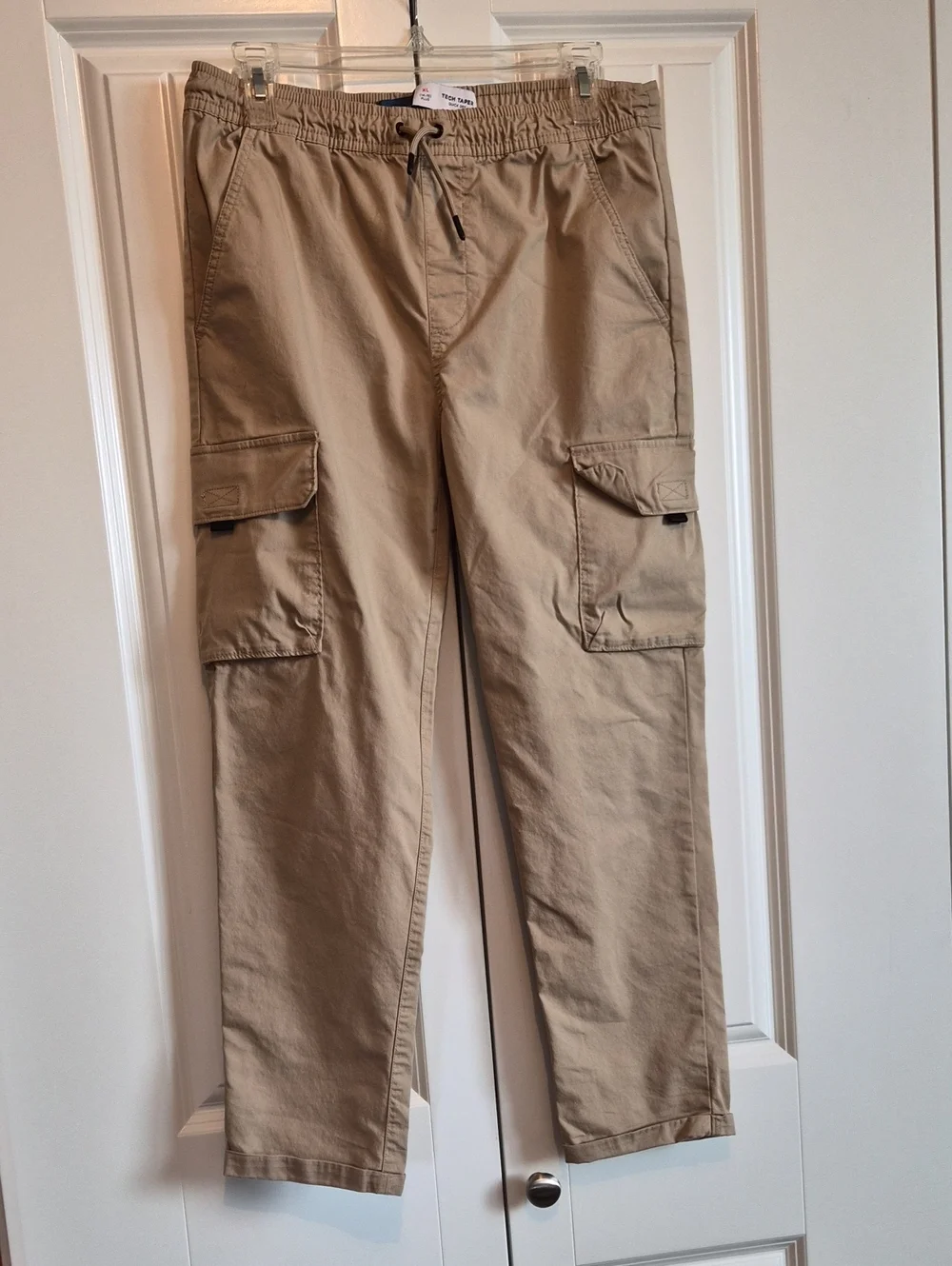 Boys Old Navy Tan Cargo Pants with Drawstring Waist Husky